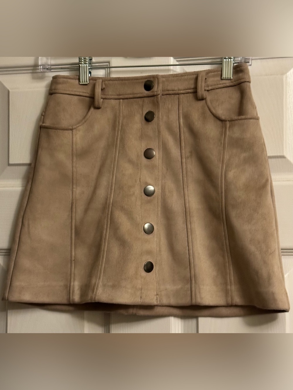 Zara Beige Button-Front Mini Skirt - Classic A-Line Style